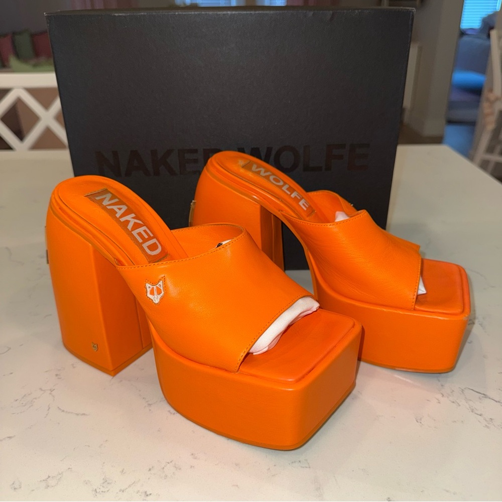 Naked Wolfe Jenna orange platforms size 8